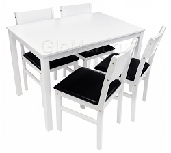 обеденная группа: стол и четыре стула. Цвет белый/черный.