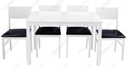обеденная группа: стол и четыре стула. Цвет белый/черный.
