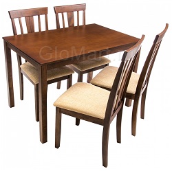 Обеденная группа: стол и четыре стула. Цвет бежевый/эспрессо. 