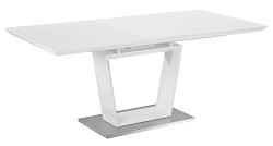 Раскладной стол со стеклом на основе МДФ. Цвет белый.