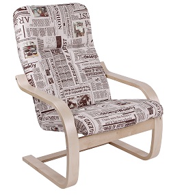 Кресло для отдыха. Цвет ткани: газета, каркас береза.