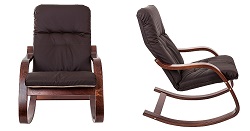 Кресло-качалка. Ткань коричневая, каркас вишня.