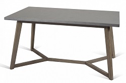 Прямоугольный обеденный стол из дерева и МДФ. Цвет гладкий цемент.