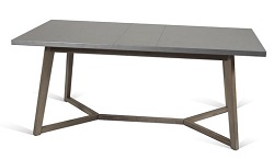 Прямоугольный раскладной обеденный стол из дерева и МДФ. Цвет гладкий цемент.
