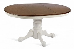 Круглый раскладной стол из массива дерева. Цвет: дуб белый/дуб золотисто-коричневый.