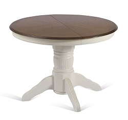 Круглый раскладной стол из массива дерева. Цвет: дуб белый/дуб золотисто-коричневый. 