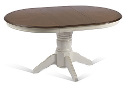 Круглый раскладной стол из массива дерева. Цвет: дуб белый/дуб золотисто-коричневый. 