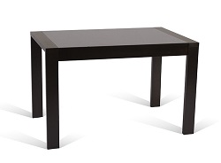 Прямоугольный раскладной стол из массива бука со стеклом. Цвет венге/черный. 