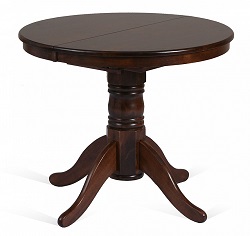 Круглый раскладной стол из массива гевеи. Цвет: темный орех.