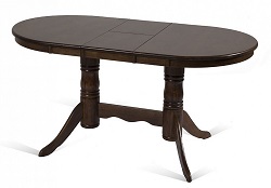 Овальный обеденный раскладной стол из массива гевеи. Цвет: темный орех.