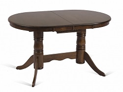 Овальный обеденный раскладной стол из массива гевеи. Цвет: темный орех. 