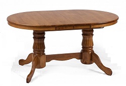 Раскладной овальный обеденный стол из массива гевеи. Цвет дуб рустикальный. 