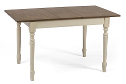Раскладной обеденный стол из массива гевеи. Цвет:дуб молочный/дуб серый 