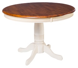 Круглый раскладной обеденный стол из массива гевеи. Цвет: дуб белый/дуб коньячный 