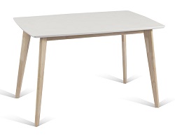Нераскладной обеденный стол из массива гевеи. Цвет: дуб молочный/дуб белый. 