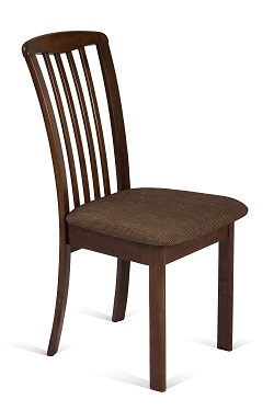Классический стул из массива гевеи с мягким сиденьем. Цвет: орех темный