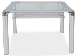 Нераскладной стеклянный стол на металлокаркасе. Цвет: супер белый. 