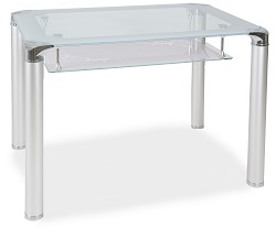 Нераскладной стеклянный стол на металлокаркасе. Цвет: супер белый. 