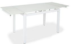 Раскладной стеклянный стол на металлокаркасе. Цвет: супер белый.