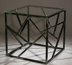 Дизайнерский столик из стекла и металла. Цвет черный. 