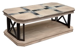 Журнальный столик из дерева с керамической плиткой. Цвет: орех натуральный.