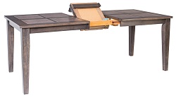 Раскладной обеденный стол из массива гевеи с керамической плиткой. Цвет: орех темный