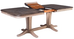 Большой раскладной прямоугольный стол на двух опорах. Цвет дуб темный/Дуб серо-белый винтажный.
