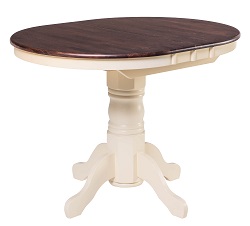Овальный раскладной стол из массива гевеи. Цвет: орех/дуб молочный.