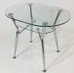 Стеклянный стол на хромированном каркасе CR-10077