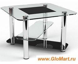 Квадратный столик из стекла и металла FS-10197