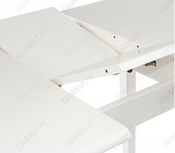 Овальный раскладной стол из дерева. Цвет молочный. Механизм раскладки.