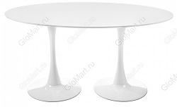 Нераскладной стол из МДФ/ламинат на двух опорах. Цвет белый.