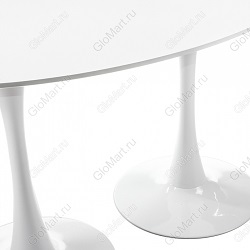 Нераскладной стол из МДФ/ламинат на двух опорах. Цвет белый.