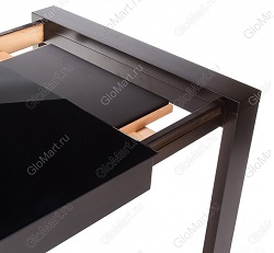 Прямоугольный деревянный раздвижной стол со стеклом. Цвет венге.