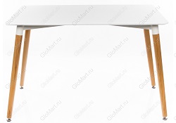 Нераскладной прямоугольный кухонный стол из пластика. Цвет белый.