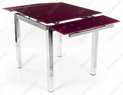 Обеденный раскладной стол со стеклянной столешницей. Цвет фиолетовый.