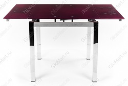 Обеденный раскладной стол со стеклянной столешницей. Цвет фиолетовый.
