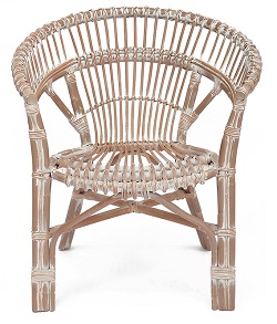 Кресло из натурального ротанга. Цвет натуральный с белым.