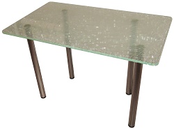 Стеклянный стол с эффектом битого стекла.