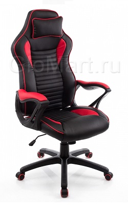 Офисное(компьютерное) кресло из искусственной кожи. Цвет черный/красный.