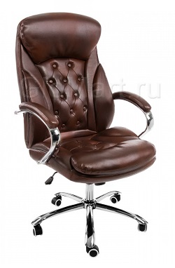 Офисное кресло из экокожи. Цвет коричневый. 