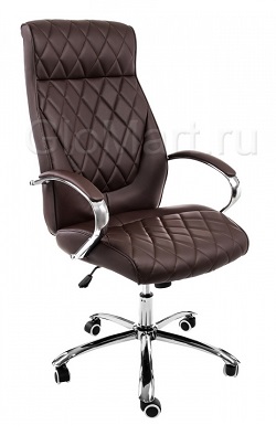 Офисное кресло из экокожи. Цвет темно-коричневый. 