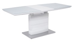 Раскладной прямоугольный стол со стеклом. Цвет белый.