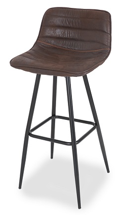 Барный стул из ткани на металлическом каркасе. Цвет темно-коричневый. 