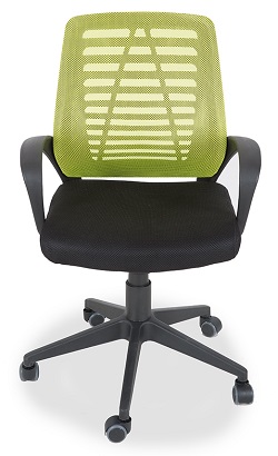 Компьютерное кресло из ткани с сеткой на спинке. Цвет черный/зеленый.