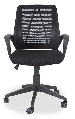 Компьютерное кресло из ткани с сеткой на спинке. Цвет черный.