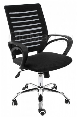 Офисное кресло со вставкой из сетки. Цвет черный.