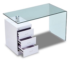 Письменный стол из стекла и МДФ. цвет белый.