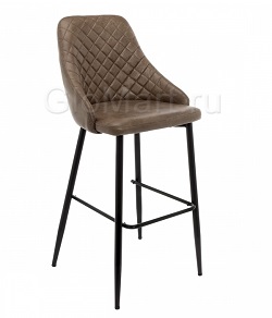 Барный стул коричневый на металлическом каркасе
