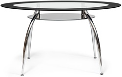 Круглый стол, столешница закаленное стекло двух цветов, каркас хромированный металл
